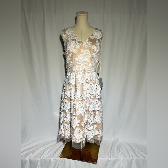 Eliza J Embroidered Mesh Fit & Flare Dress | 12 NWT - Picture 4 of 13